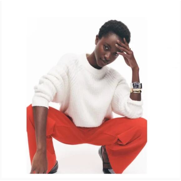 Madewell Ribbed Cotton Blend Sweater XS White NWT NT618 Wool Capsule Minimalist - Picture 1 of 5